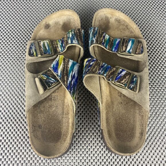 Birkenstock Arizona Woven Yarn Bohemian Sandals 42 Taupe Slide Made in Germany main image 4